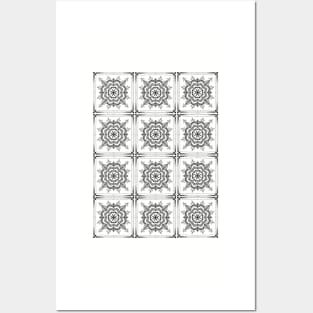 Black and white heart quilt repeat pattern Posters and Art